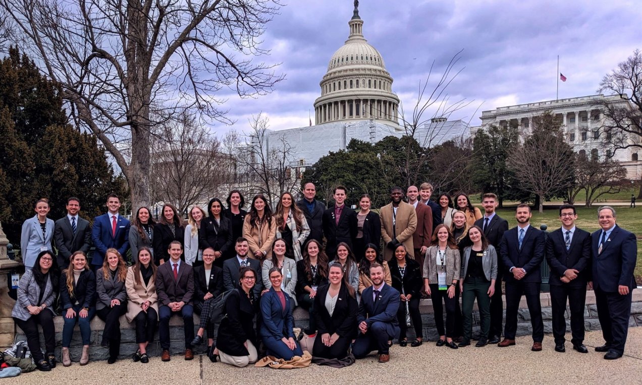Northeast College group standing in front of the United States Capitol