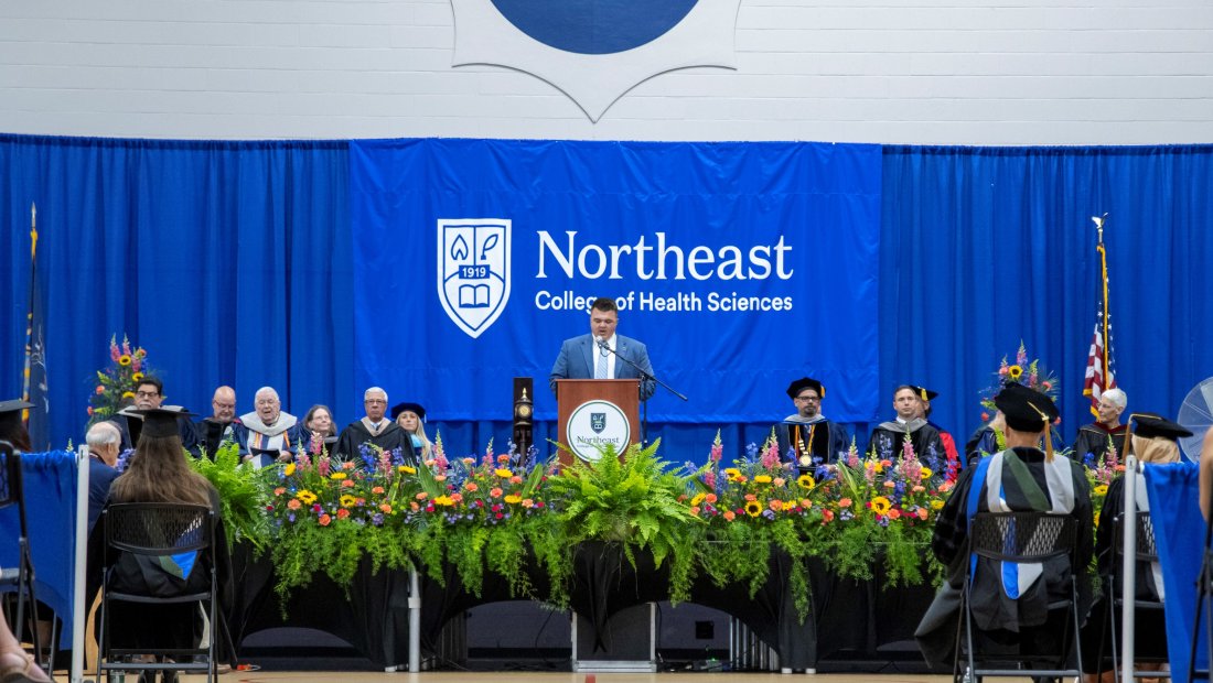 student government representative speaks at Commencement