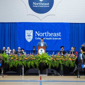 student government representative speaks at Commencement