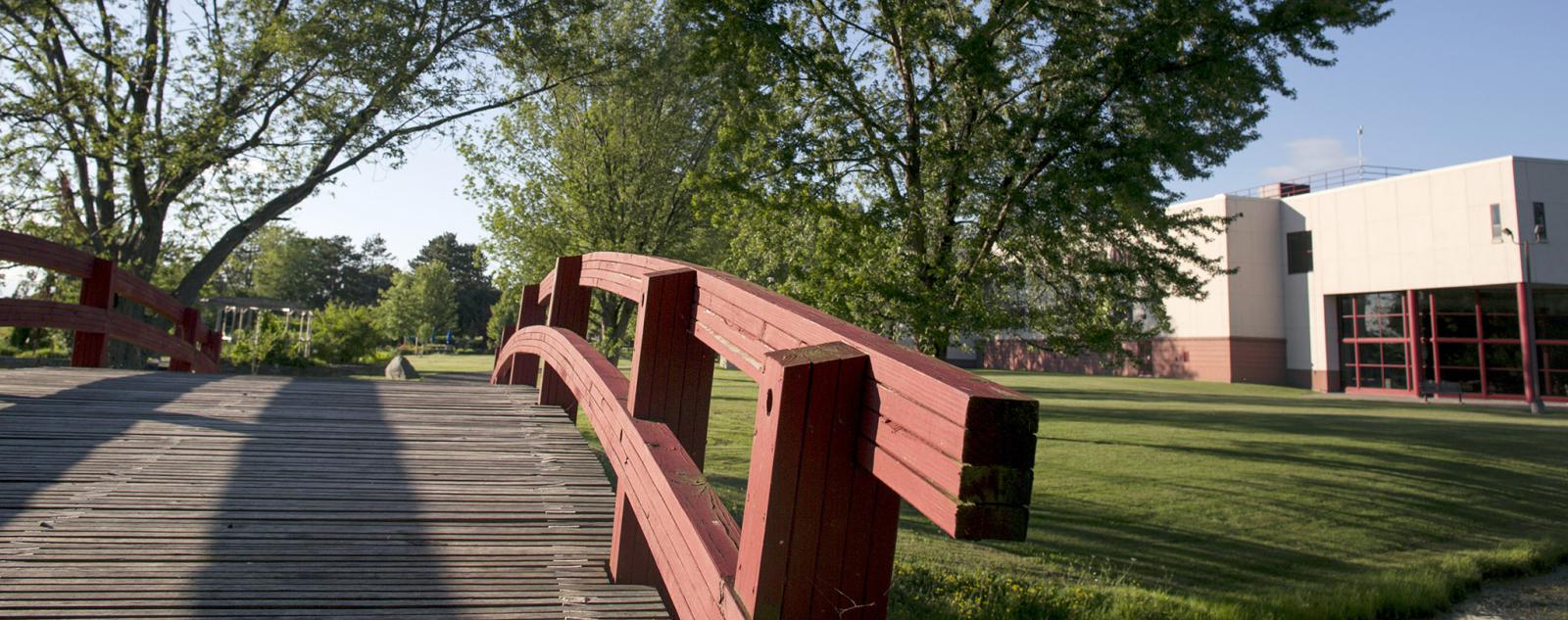 Northeast campus bridge and building