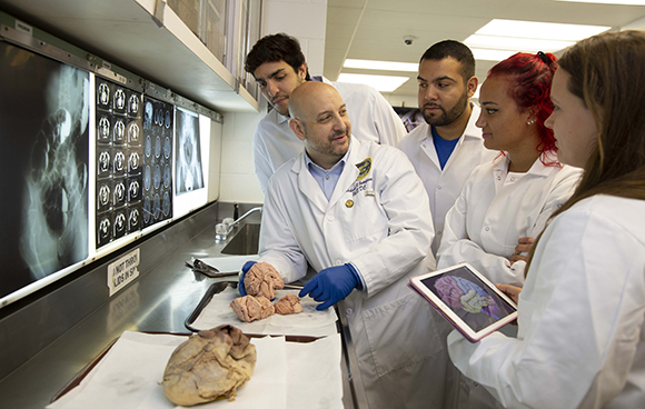 Northeast's Dr. Michael Zumpano providing lab instruction to students